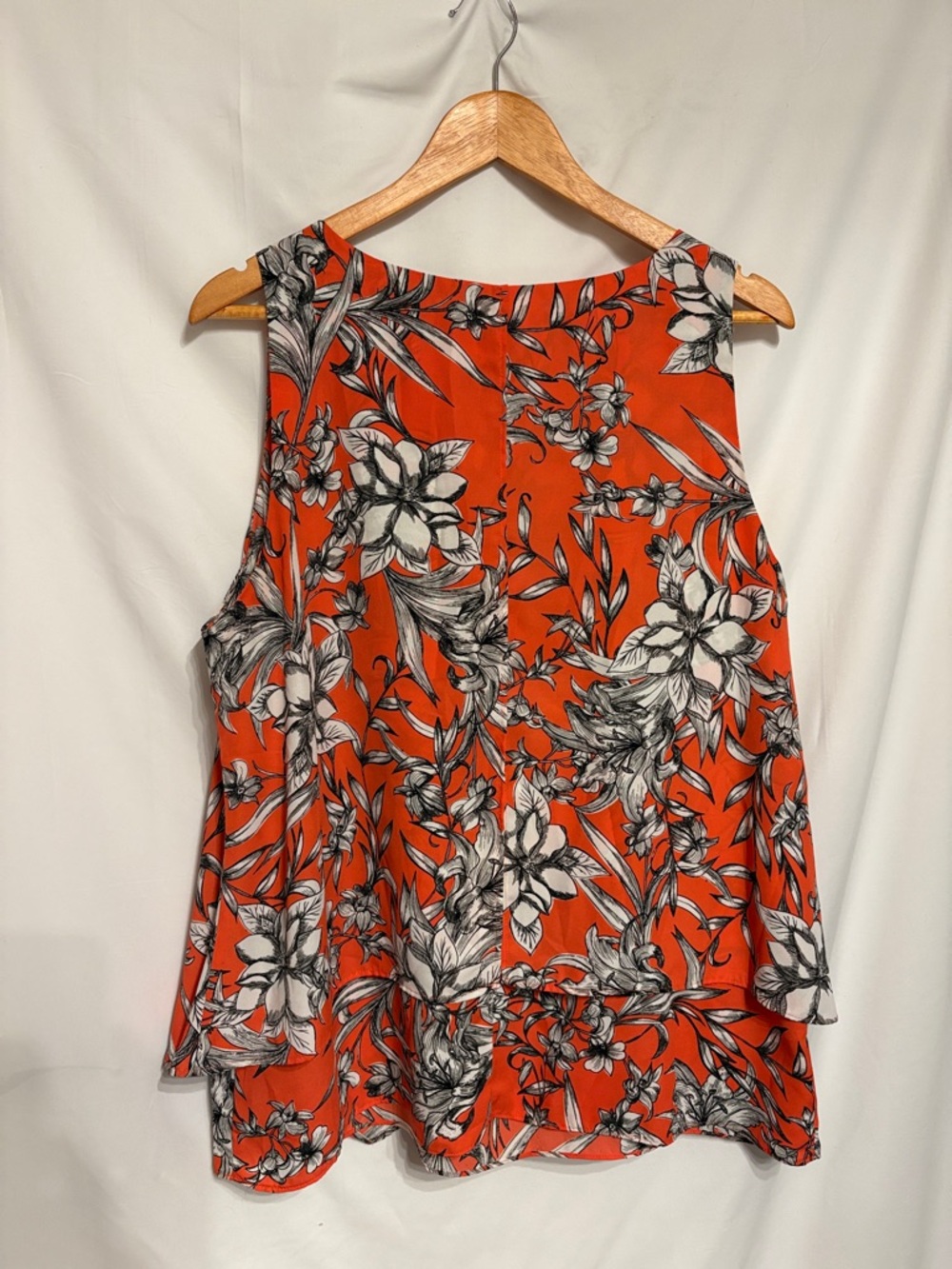 Zac & Rachel Flowy Officewear Orange Floral Sleeveless Top SZ XL. - Picture 10 of 11